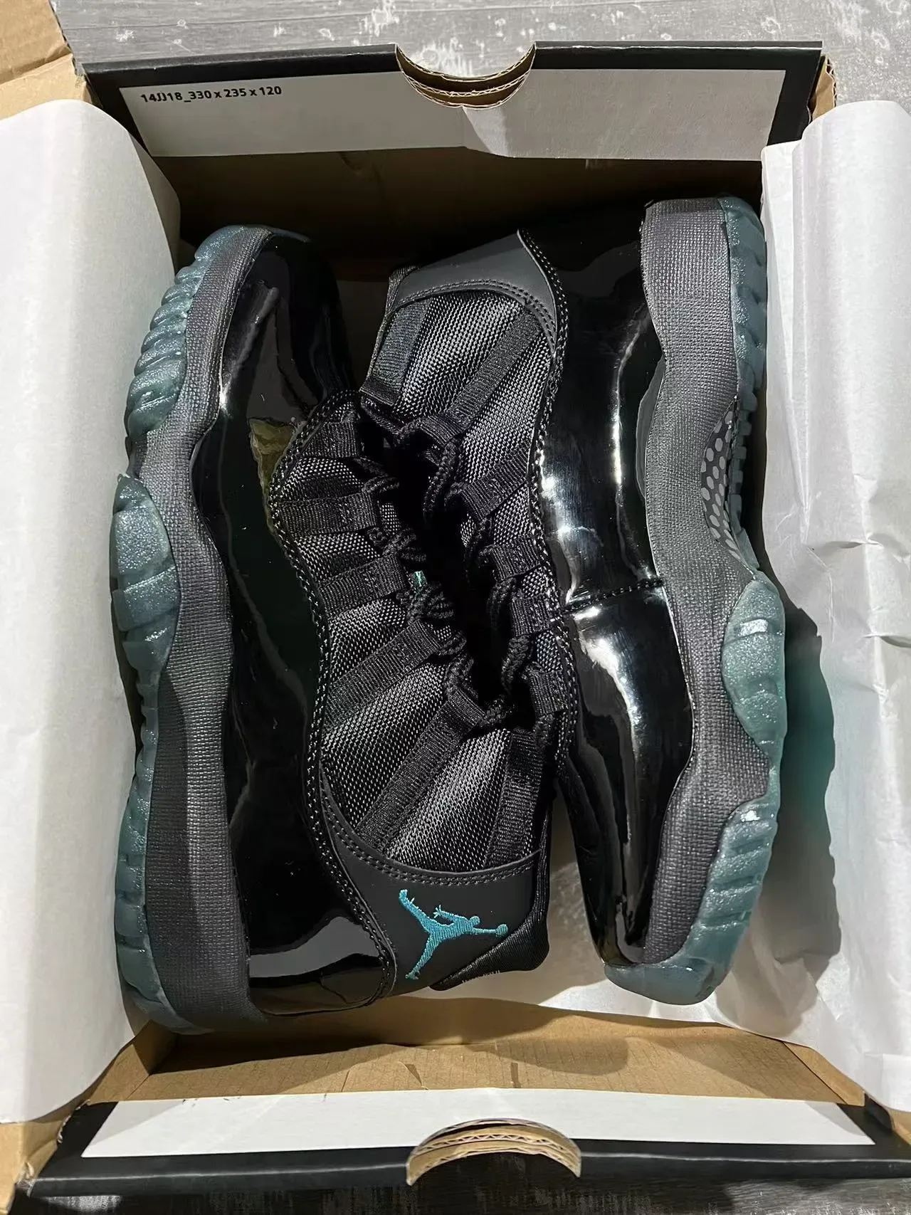 Air Jordan 11 Black Teal প্যাটেন্ট চামড়া বাস্কেটবল জুতো 8