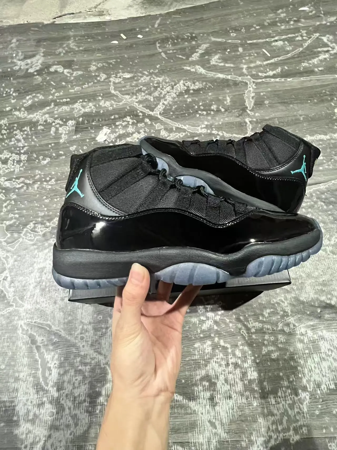 Air Jordan 11 Tênis de Basquete Preto Turquesa 6