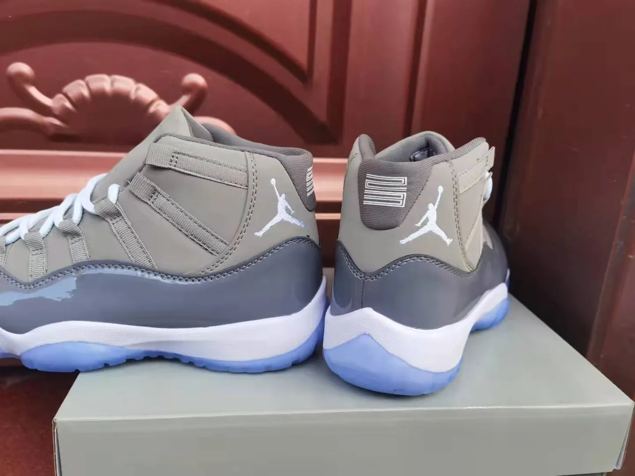 Air Jordan 11 Gray Blue High-Top Patent Leather Toe Basketball Shoes 3