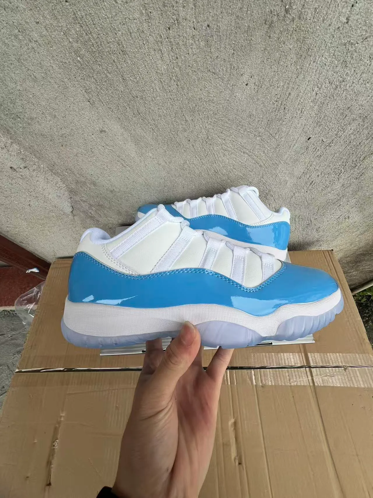 Air Jordan 11 Light Blue Patent Leather Basketball Shoes 7