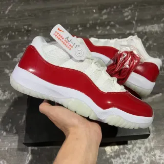 Air Jordan 11 Red and White Patent Leather Basketball Shoes