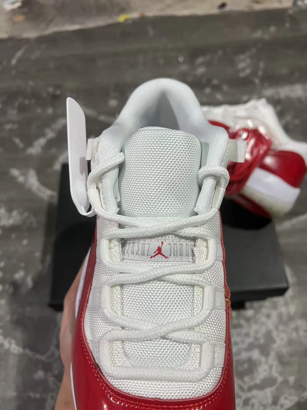 Air Jordan 11 Red and White Patent Leather Basketball Shoes 4