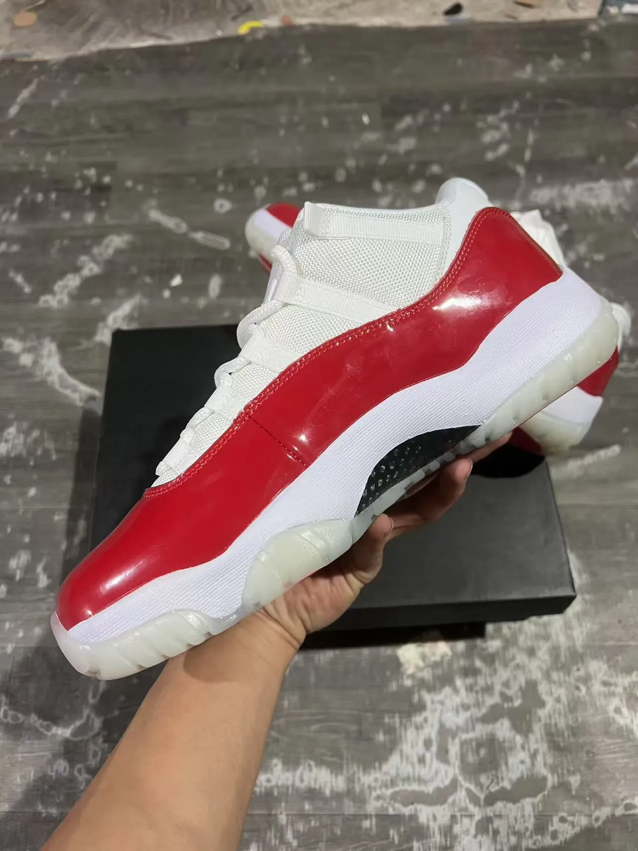 Air Jordan 11 Red and White Patent Leather Basketball Shoes 5