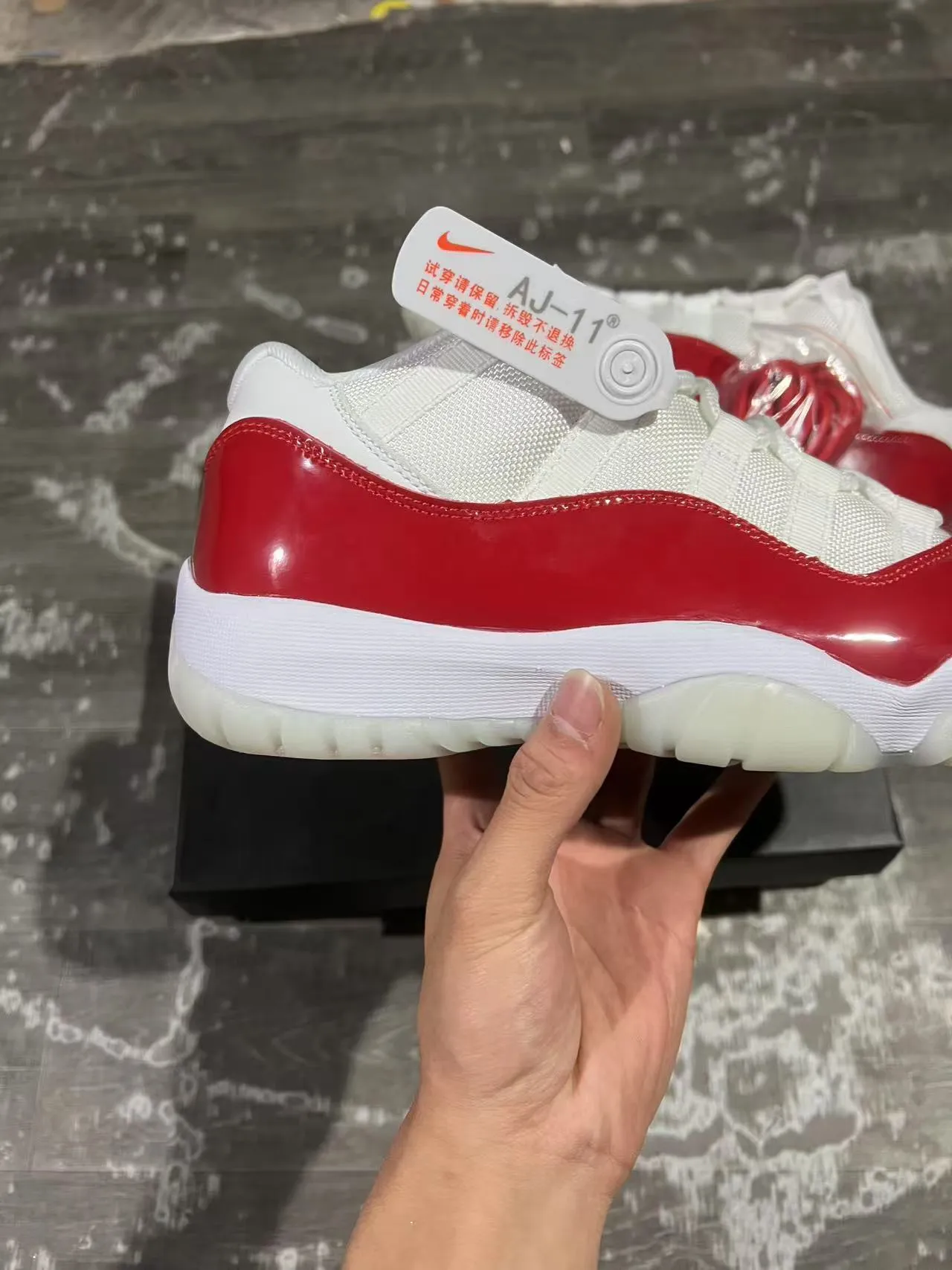 Air Jordan 11 Red and White Patent Leather Basketball Shoes 7