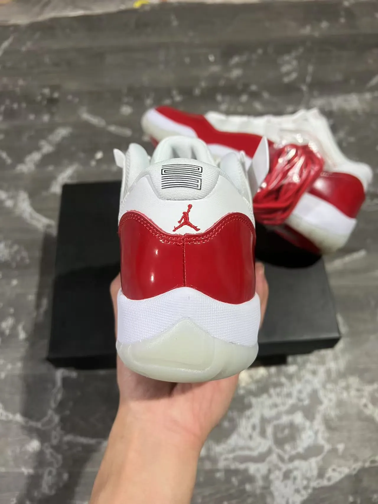 Air Jordan 11 Red and White Patent Leather Basketball Shoes 8