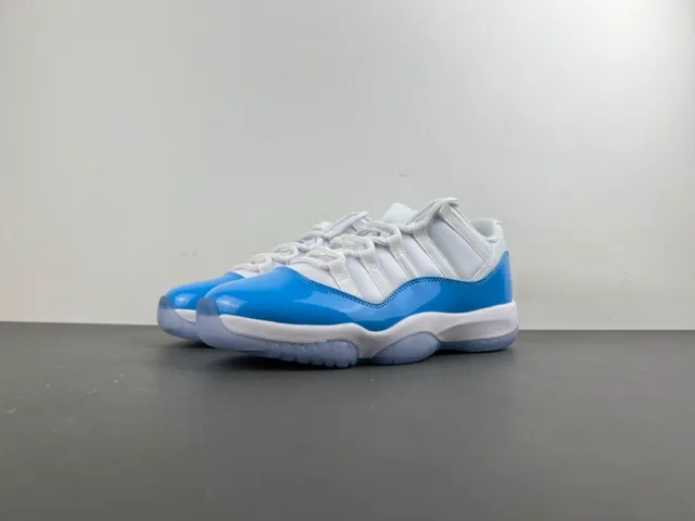 Air Jordan 11 White and Blue Patent Leather Basketball Shoes 9