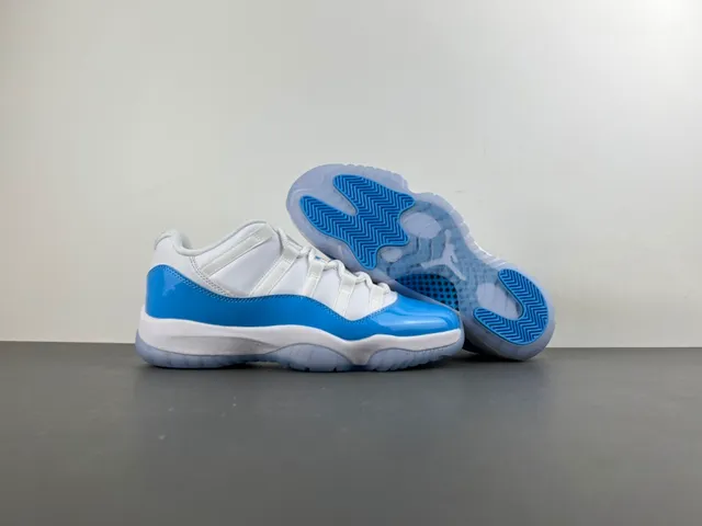 Air Jordan 11 White and Blue Patent Leather Basketball Shoes 11