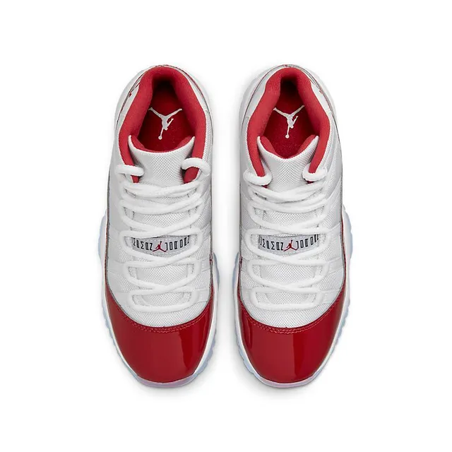 Air Jordan 11 White and Deep Red Patent Leather Basketball Shoes 4
