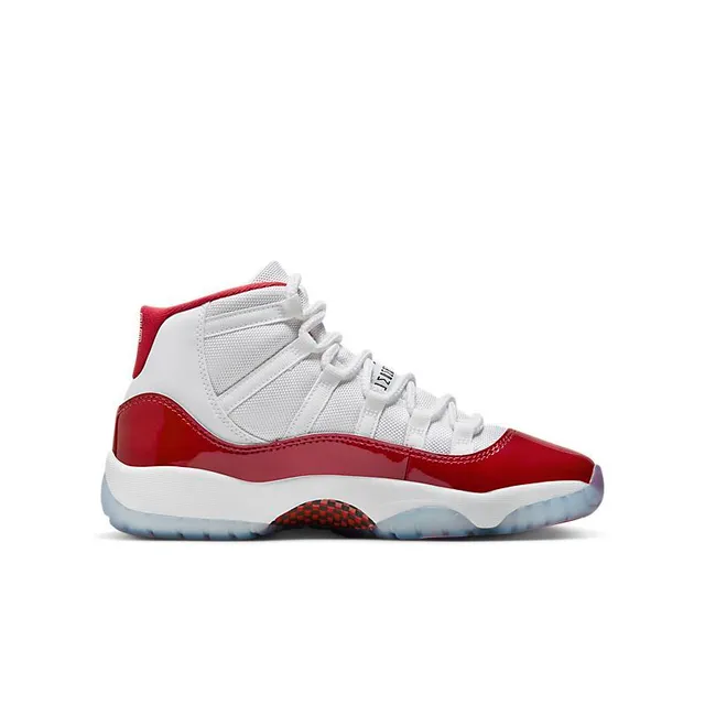 Air Jordan 11 White and Deep Red Patent Leather Basketball Shoes 5