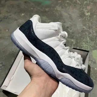 Air Jordan 11 White Navy Snakeskin Basketball Shoes