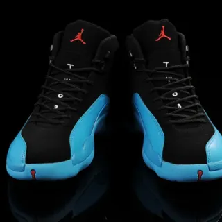Air Jordan 12 Black and Cyan Blue Basketball Shoes