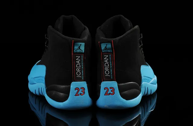 Air Jordan 12 Black and Cyan Blue Basketball Shoes 3
