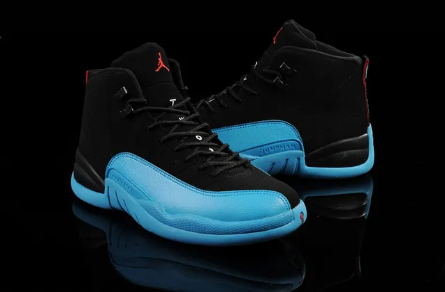 Air Jordan 12 Black and Cyan Blue Basketball Shoes 6