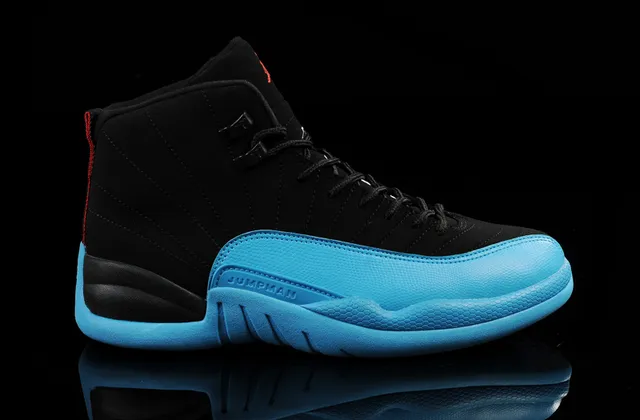 Air Jordan 12 Black and Cyan Blue Basketball Shoes 7
