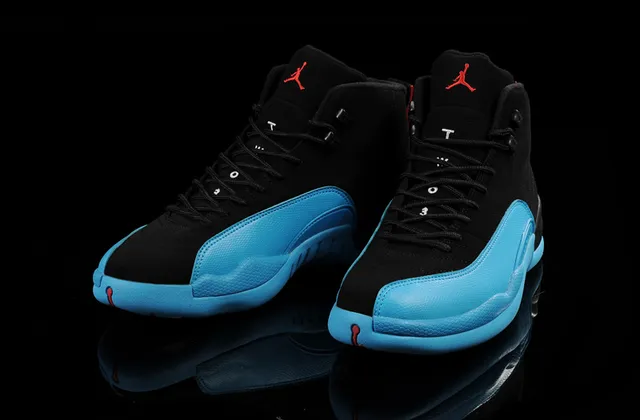 Air Jordan 12 Black and Cyan Blue Basketball Shoes 8