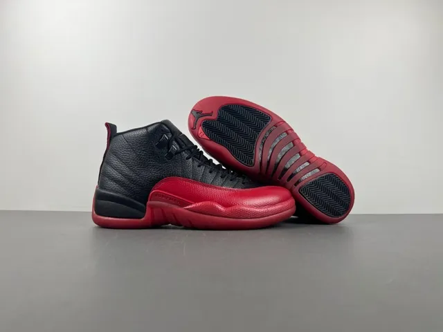 Air Jordan 12 Black and Red Basketball Shoes 13
