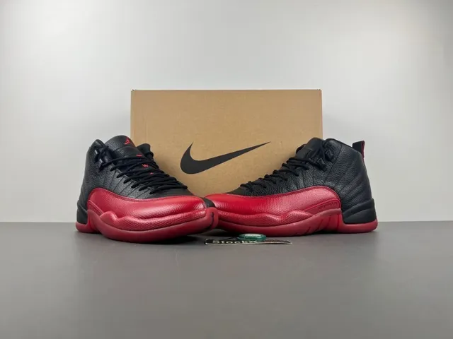 Air Jordan 12 Black and Red Basketball Shoes 14