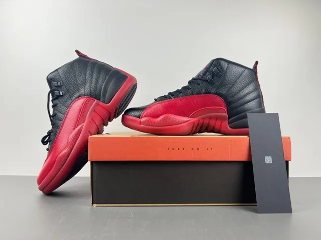 Air Jordan 12 Black and Red Basketball Shoes 15