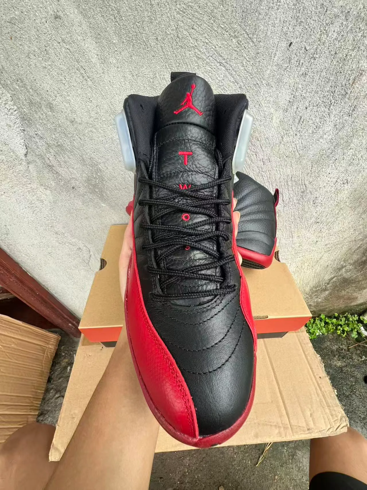 Air Jordan 12 Black Red Quilted Leather Basketball Shoes 4