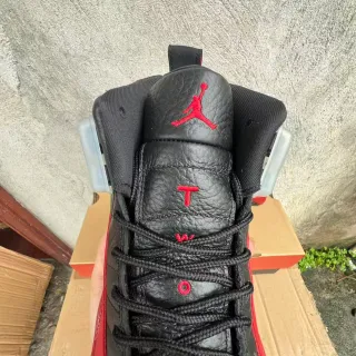 Air Jordan 12 Black Red Quilted Leather Basketball Shoes