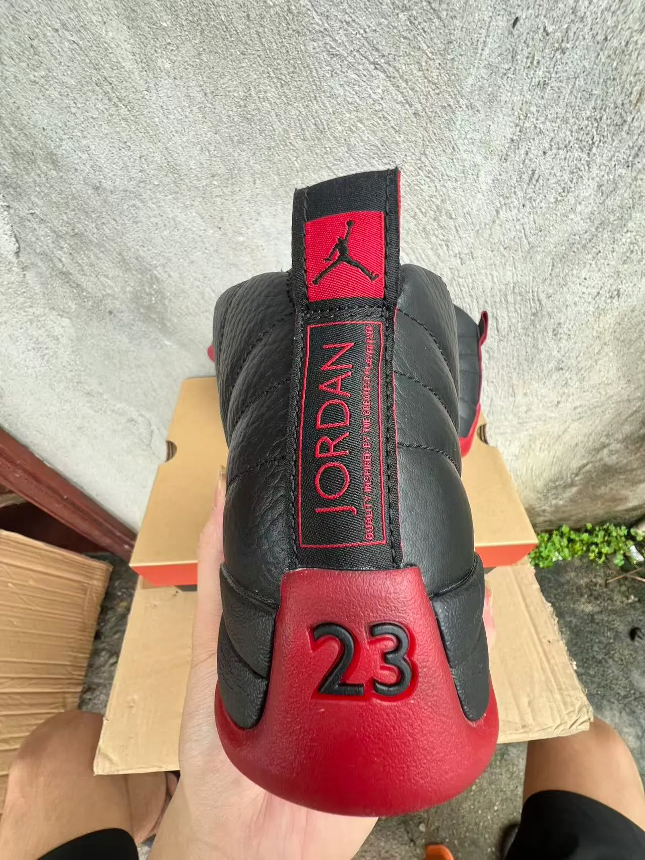 Air Jordan 12 Black Red Quilted Leather Basketball Shoes 8