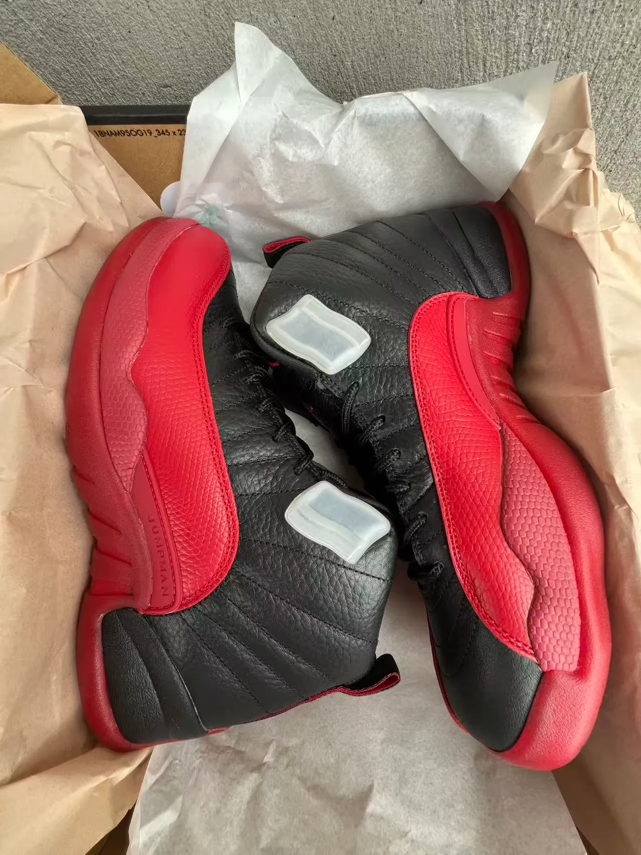 Air Jordan 12 Black Red Quilted Leather Basketball Shoes 9