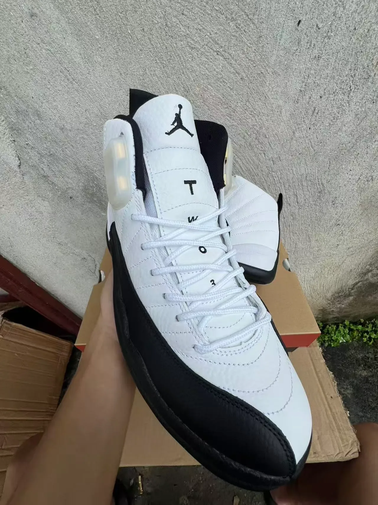 Air Jordan 12 Chaussures de Basket Blanc et Noir 2