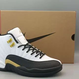 Air Jordan 12 White Black Gold Basketball Shoes