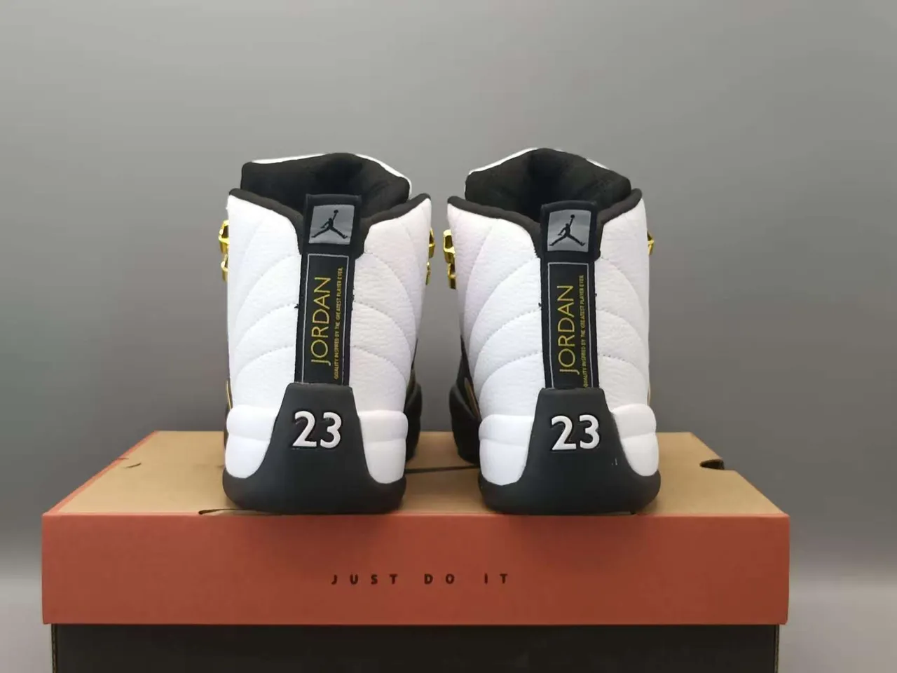 Air Jordan 12 White Black Gold Basketball Shoes 6