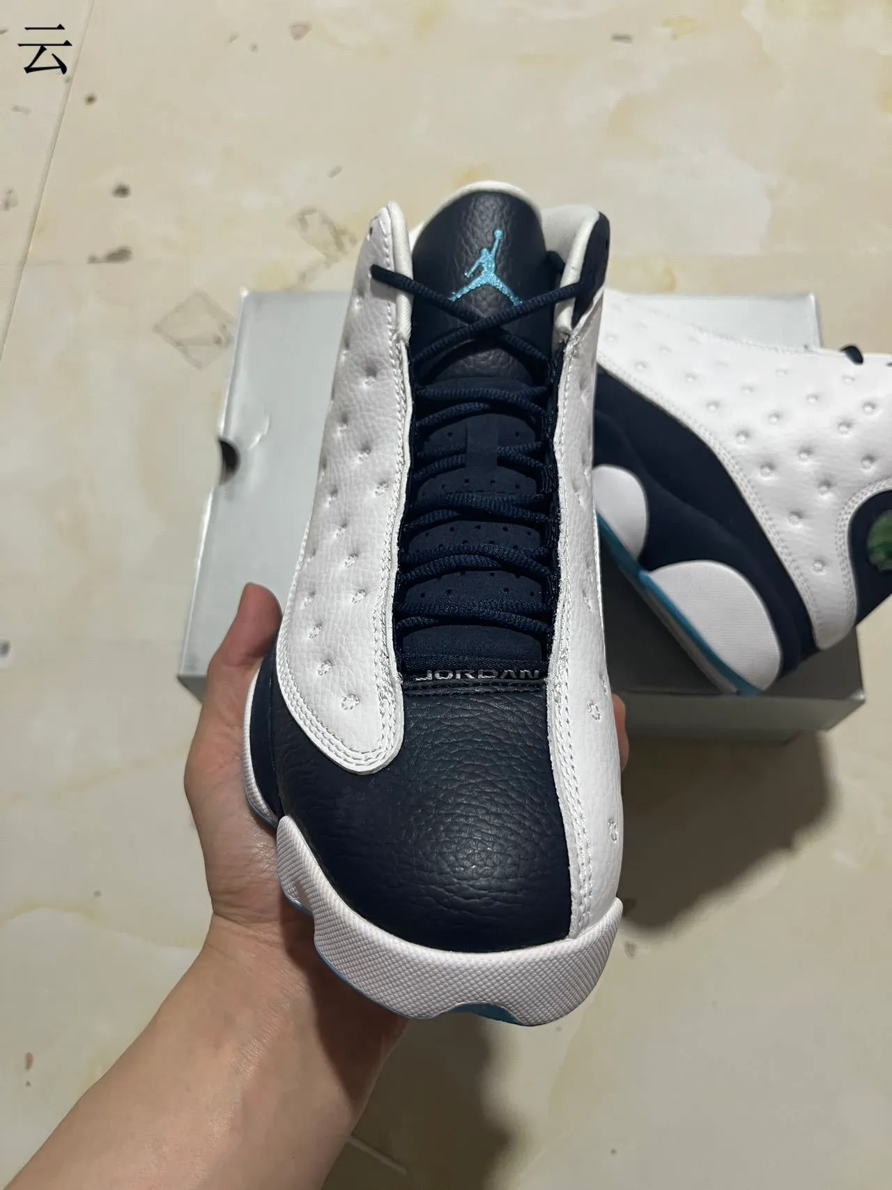 Air Jordan 13 White Navy Basketball Shoes 3