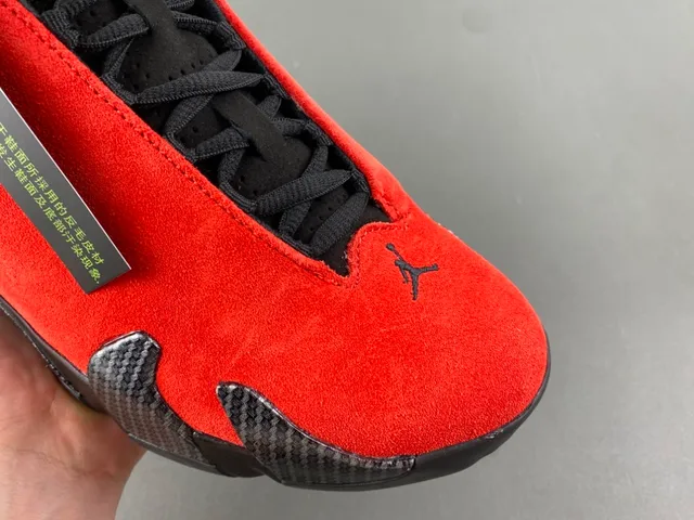 Air Jordan 14 Ferrari Red Suede Basketball Shoes 2