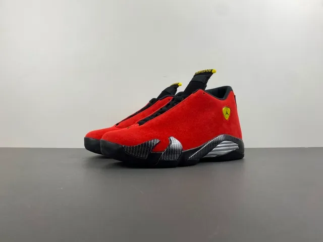 Air Jordan 14 Ferrari Red Suede Basketball Shoes 10