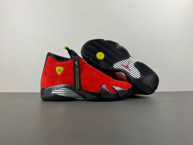 Air Jordan 14 Ferrari Red Suede Basketball Shoes 12