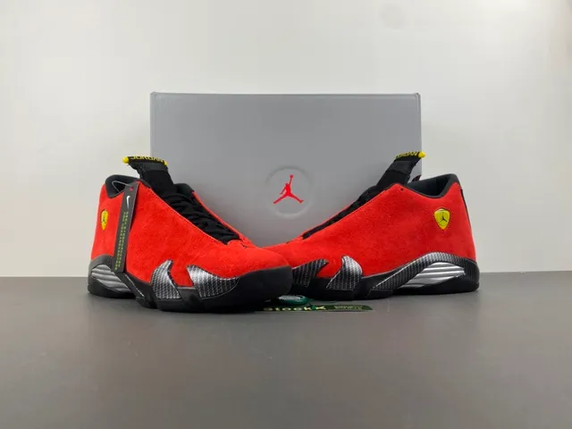 Air Jordan 14 Ferrari Red Suede Basketball Shoes 13
