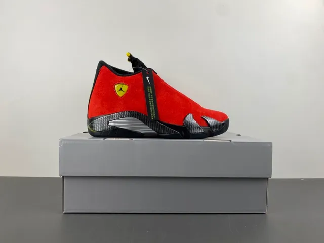 Air Jordan 14 Ferrari Red Suede Basketball Shoes 15
