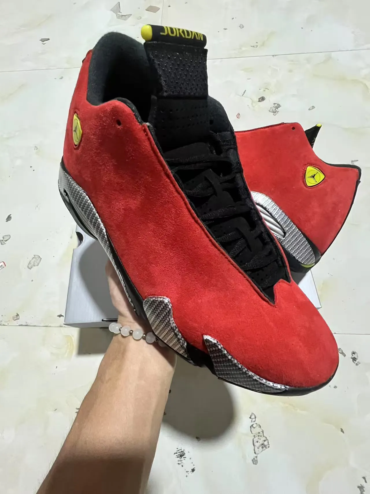 Air Jordan 14 Ferrari Red Suede Basketball Shoes 2