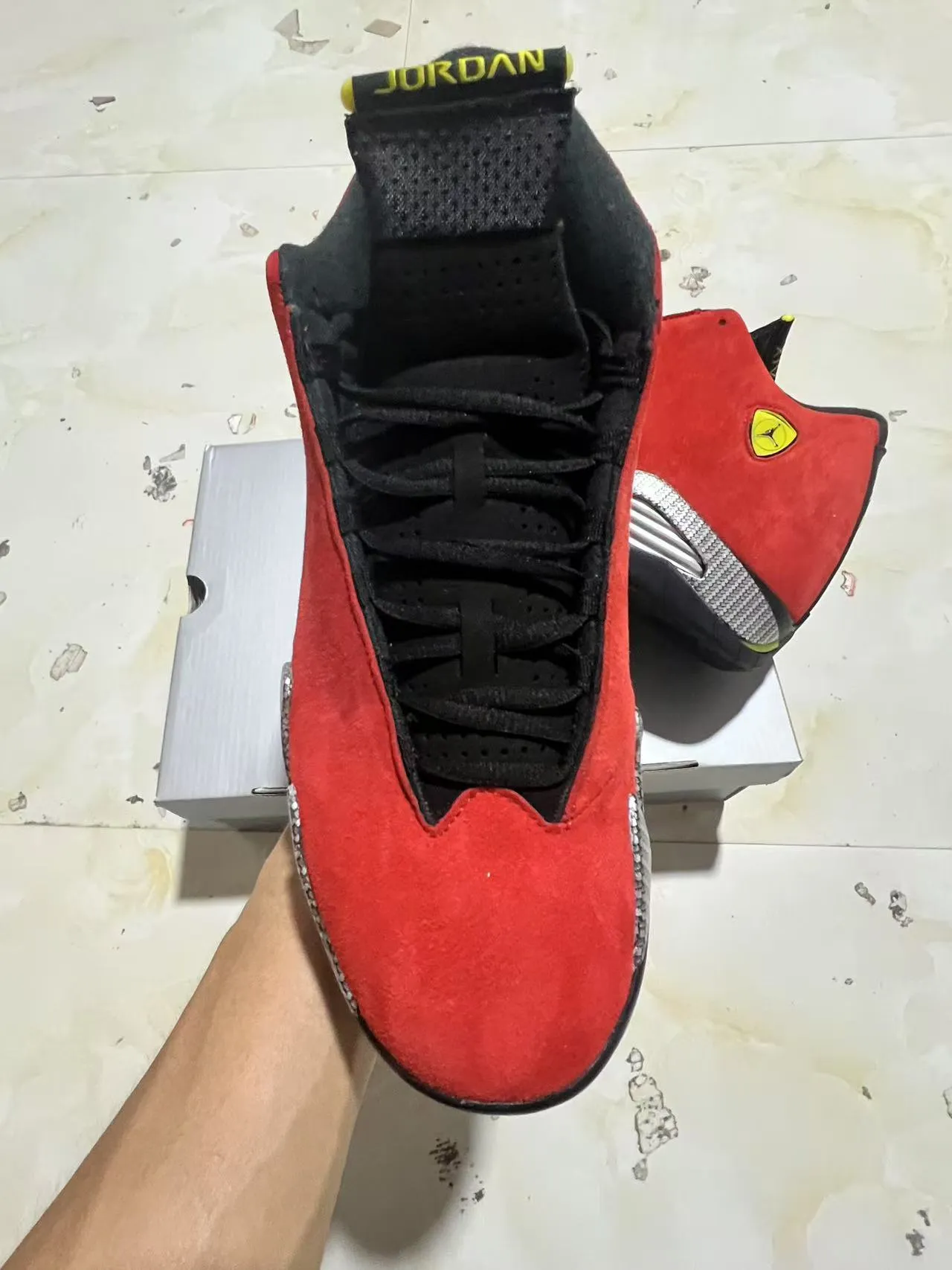 Air Jordan 14 Ferrari Red Suede Basketball Shoes 3