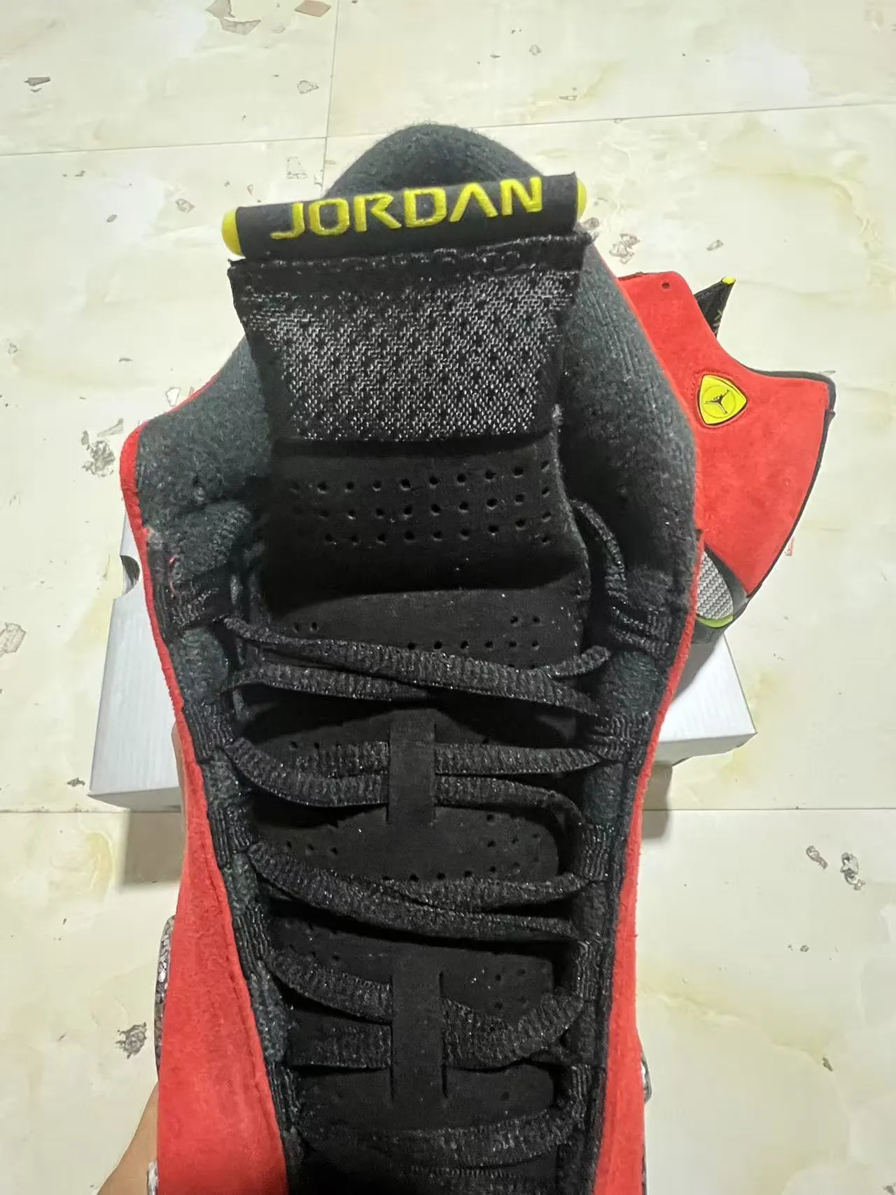 Air Jordan 14 Ferrari Red Suede Basketball Shoes 4