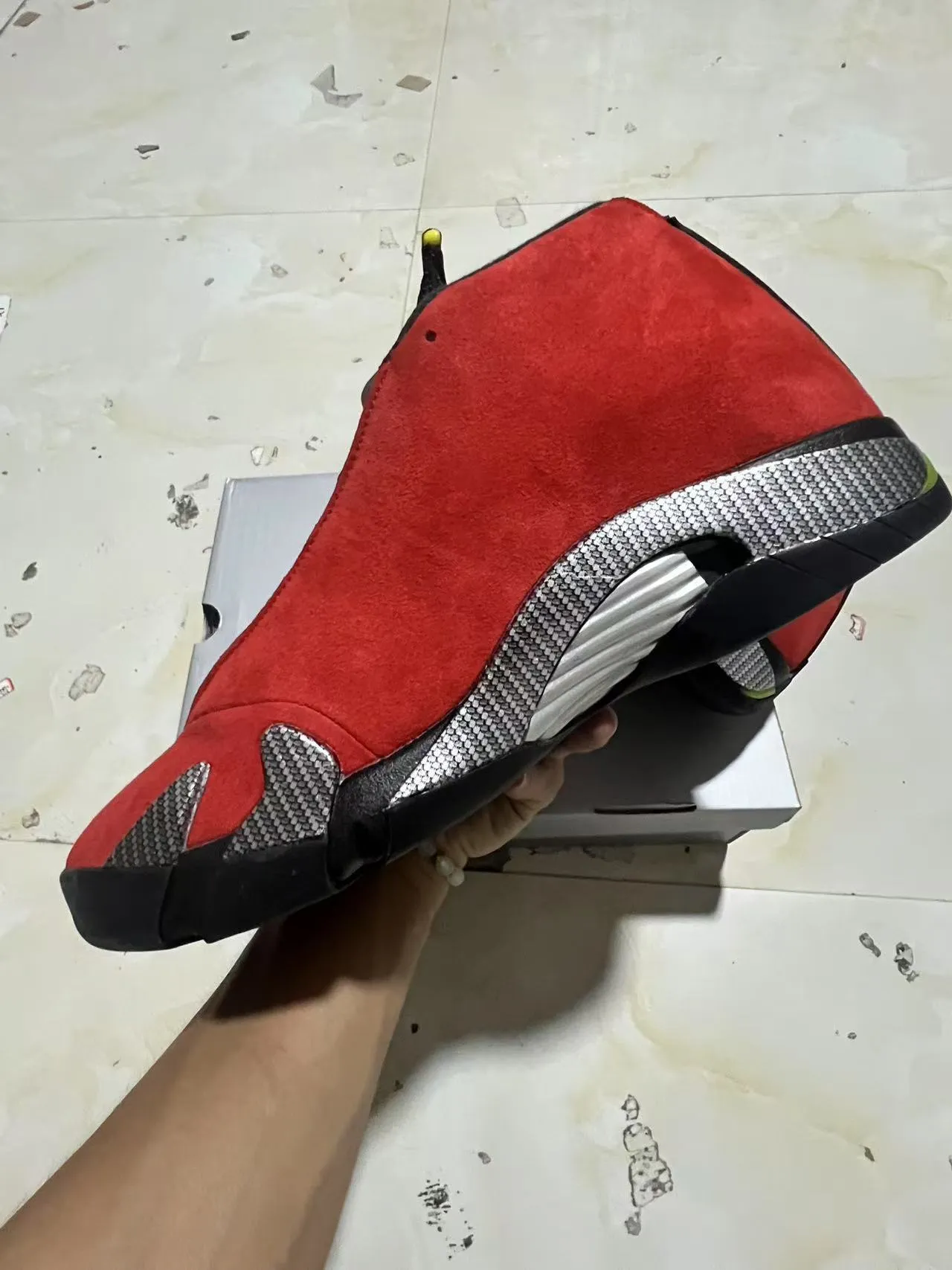 Air Jordan 14 Ferrari Red Suede Basketball Shoes 5