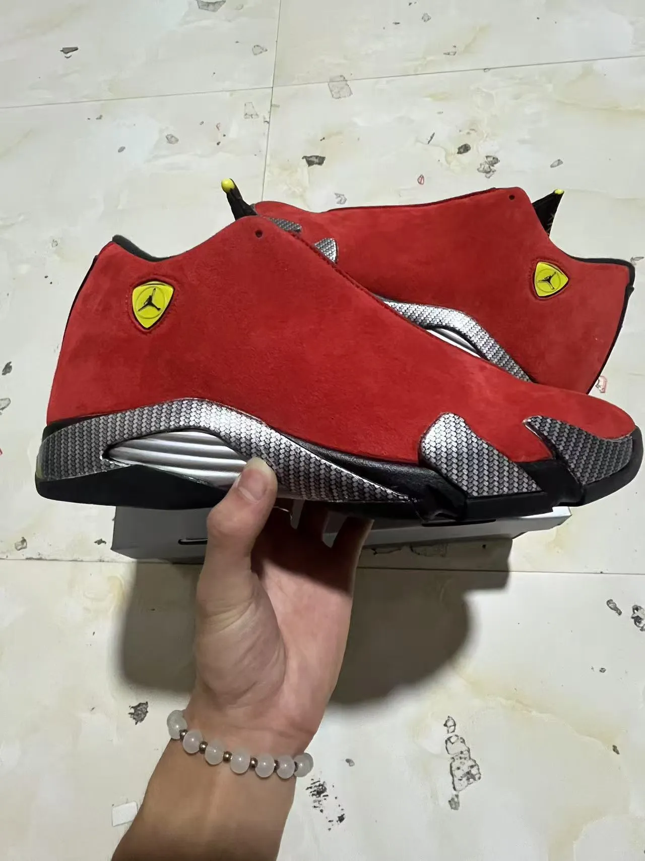 Air Jordan 14 Ferrari Red Suede Basketball Shoes 7