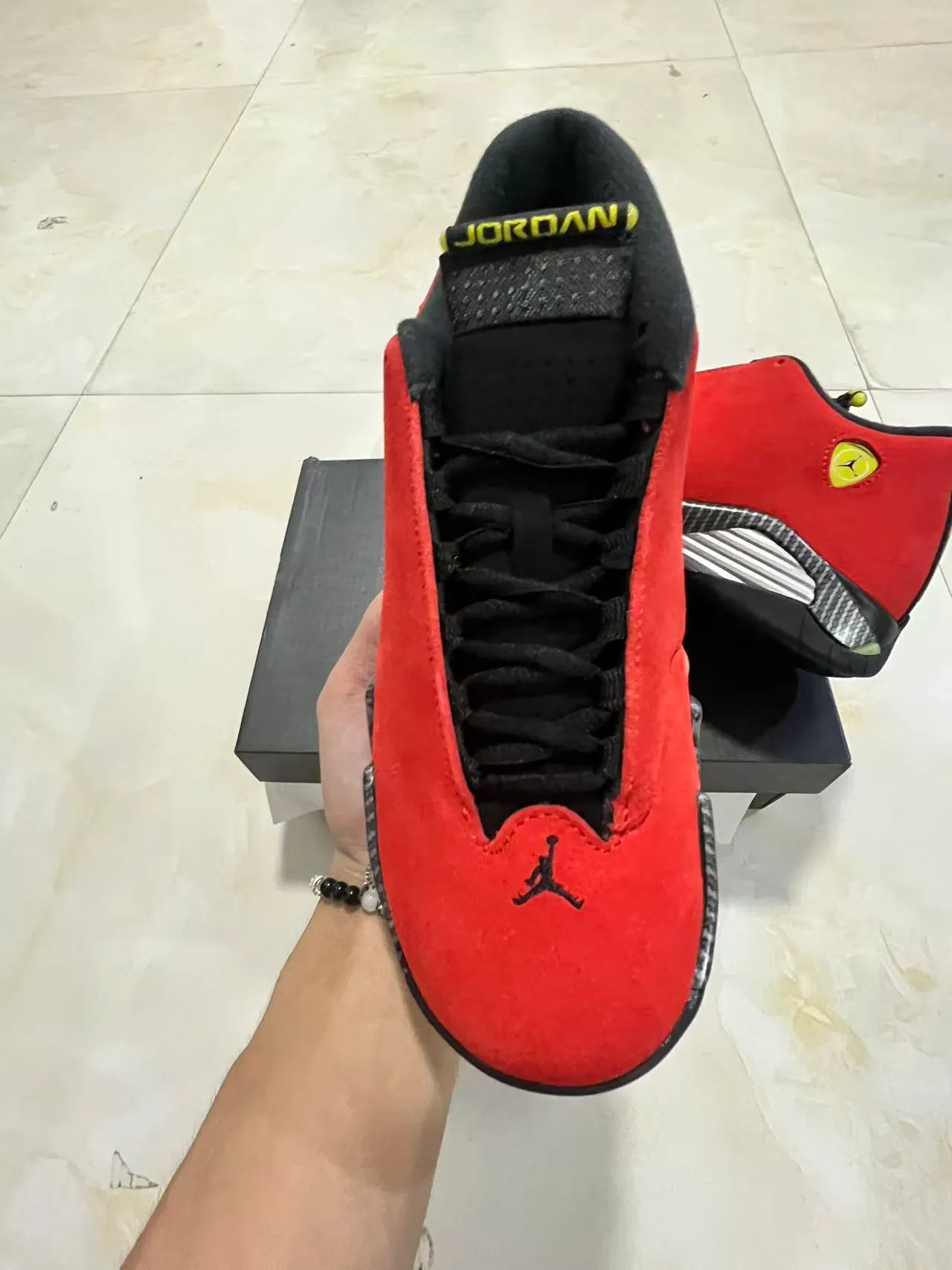 Air Jordan 14 Red Suede Carbon Fiber Basketball Shoes 3