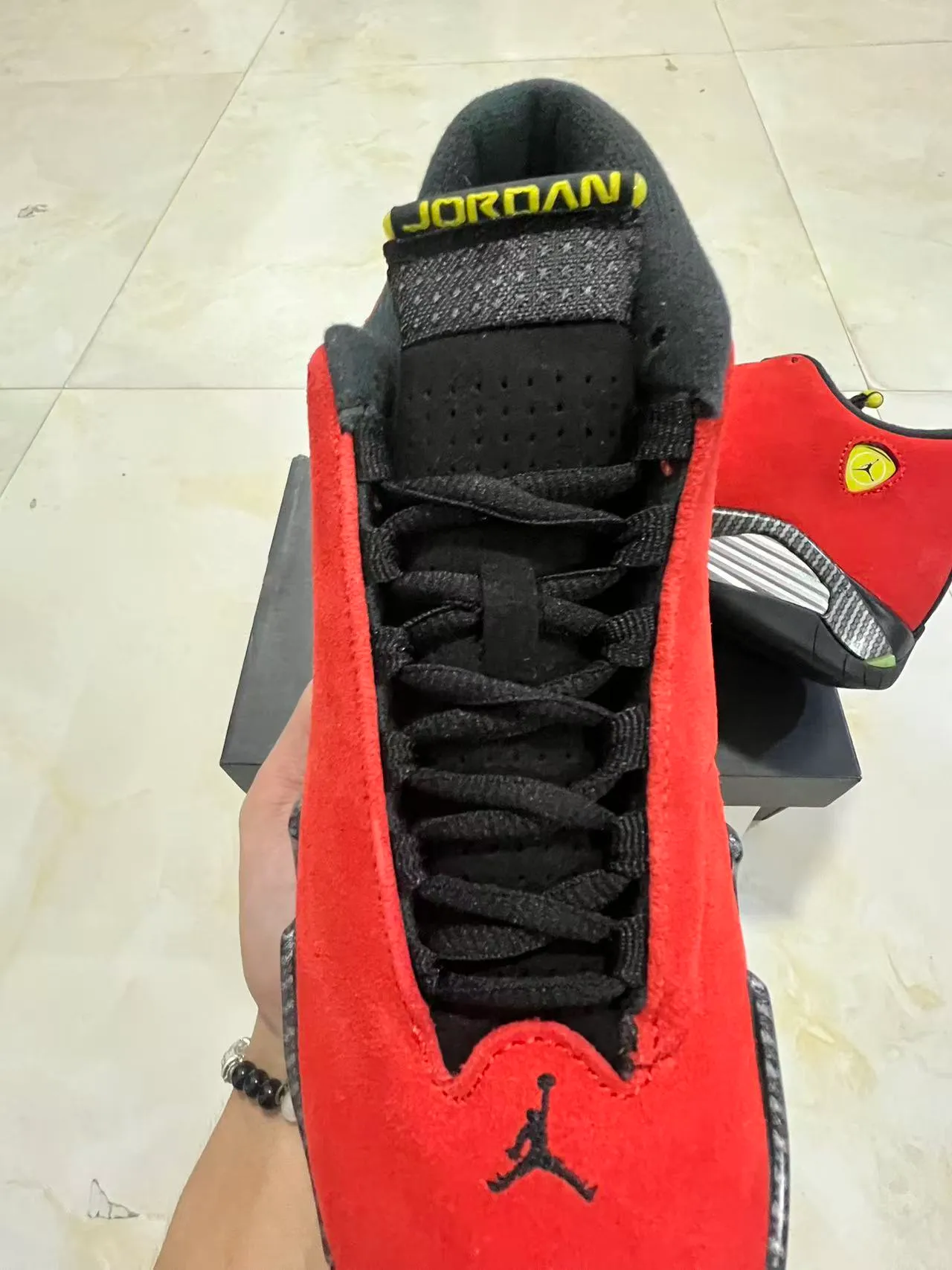 Air Jordan 14 Red Suede Carbon Fiber Basketball Shoes 4
