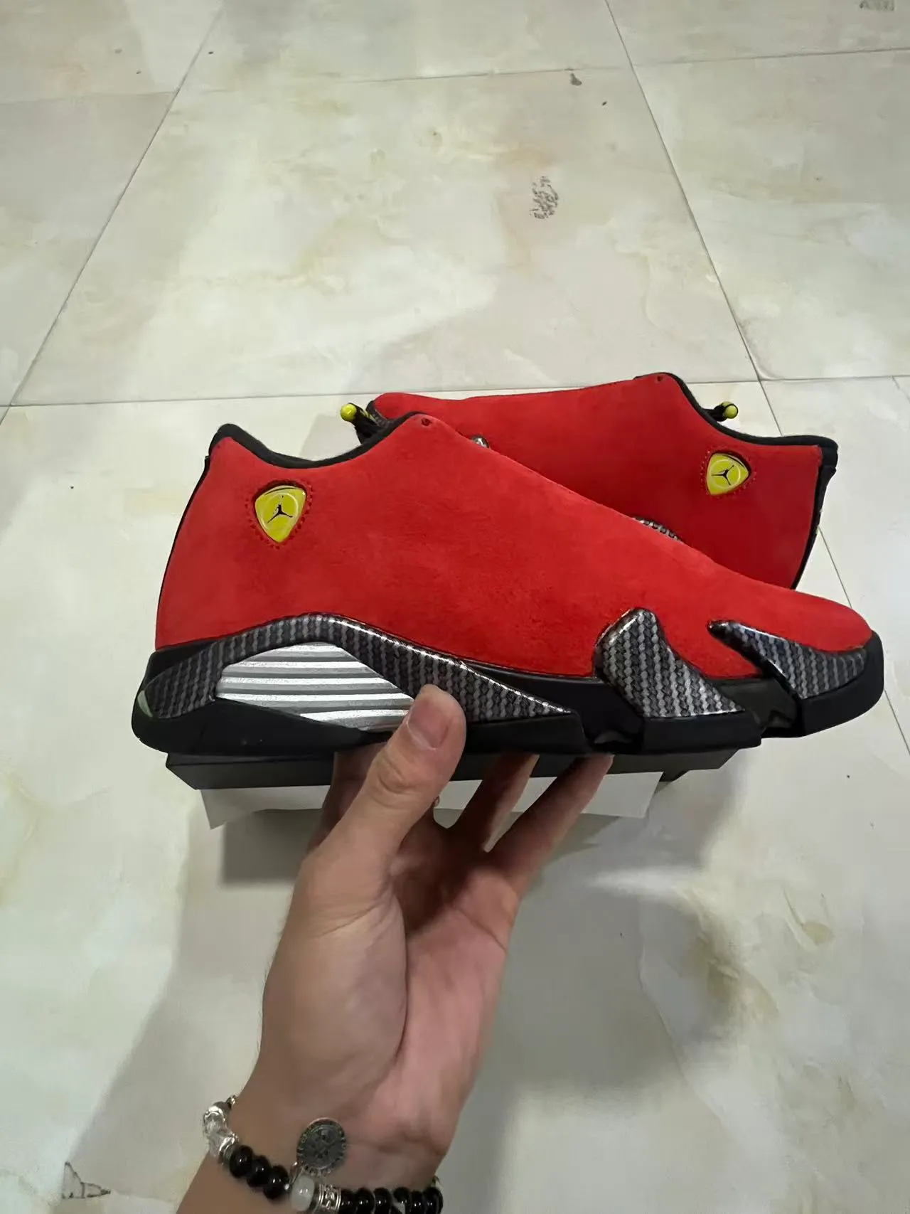 Air Jordan 14 Red Suede Carbon Fiber Basketball Shoes 7