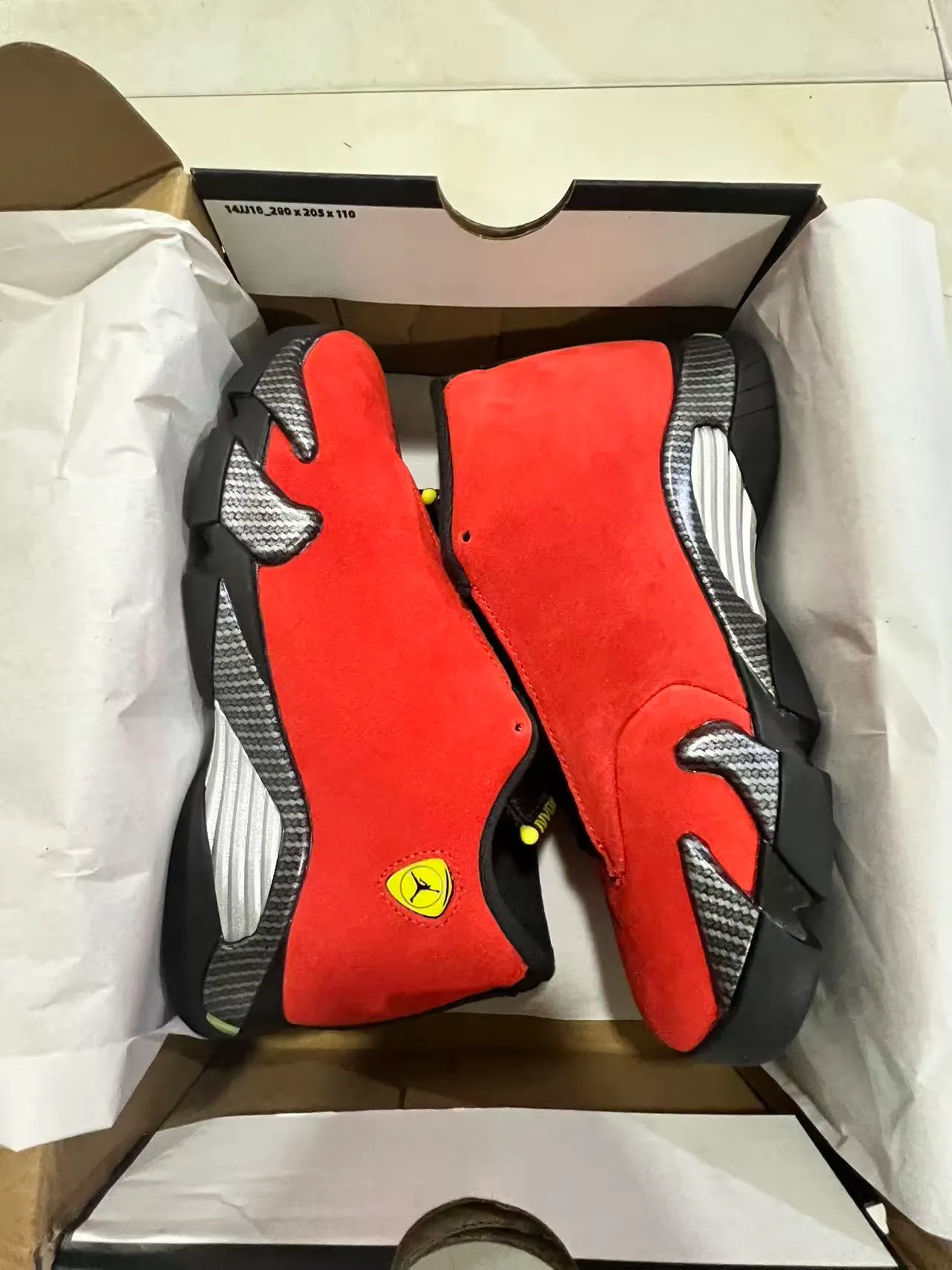 Air Jordan 14 Red Suede Carbon Fiber Basketball Shoes 9