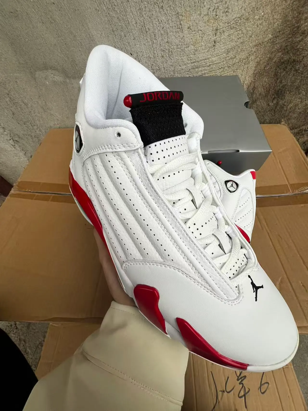 Air Jordan 14 White Red Basketball Shoes 2