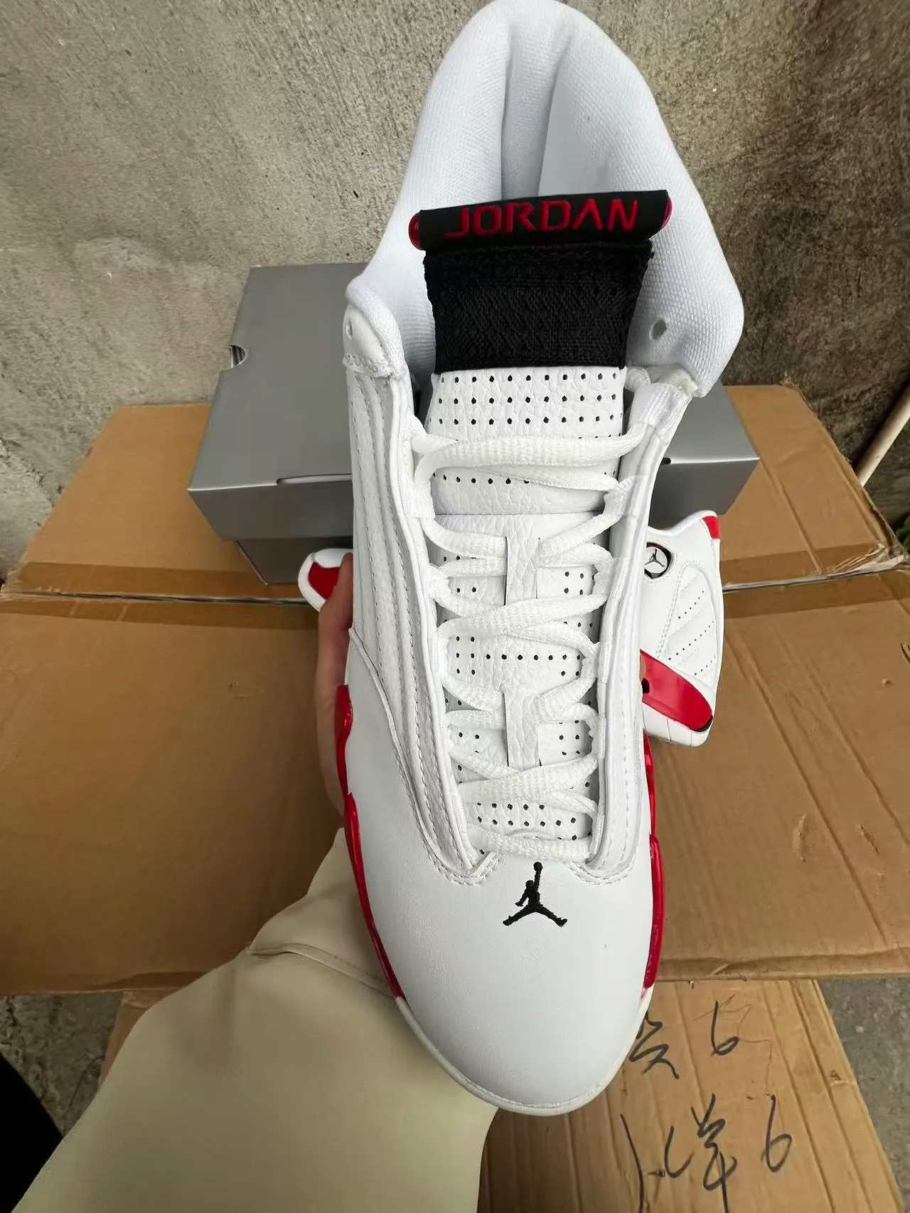 Air Jordan 14 White Red Basketball Shoes 3