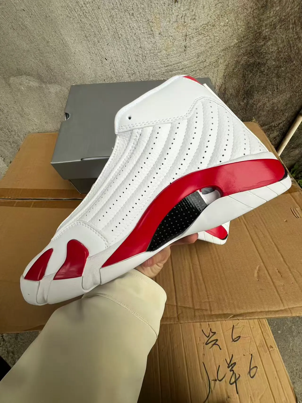 Air Jordan 14 White Red Basketball Shoes 5