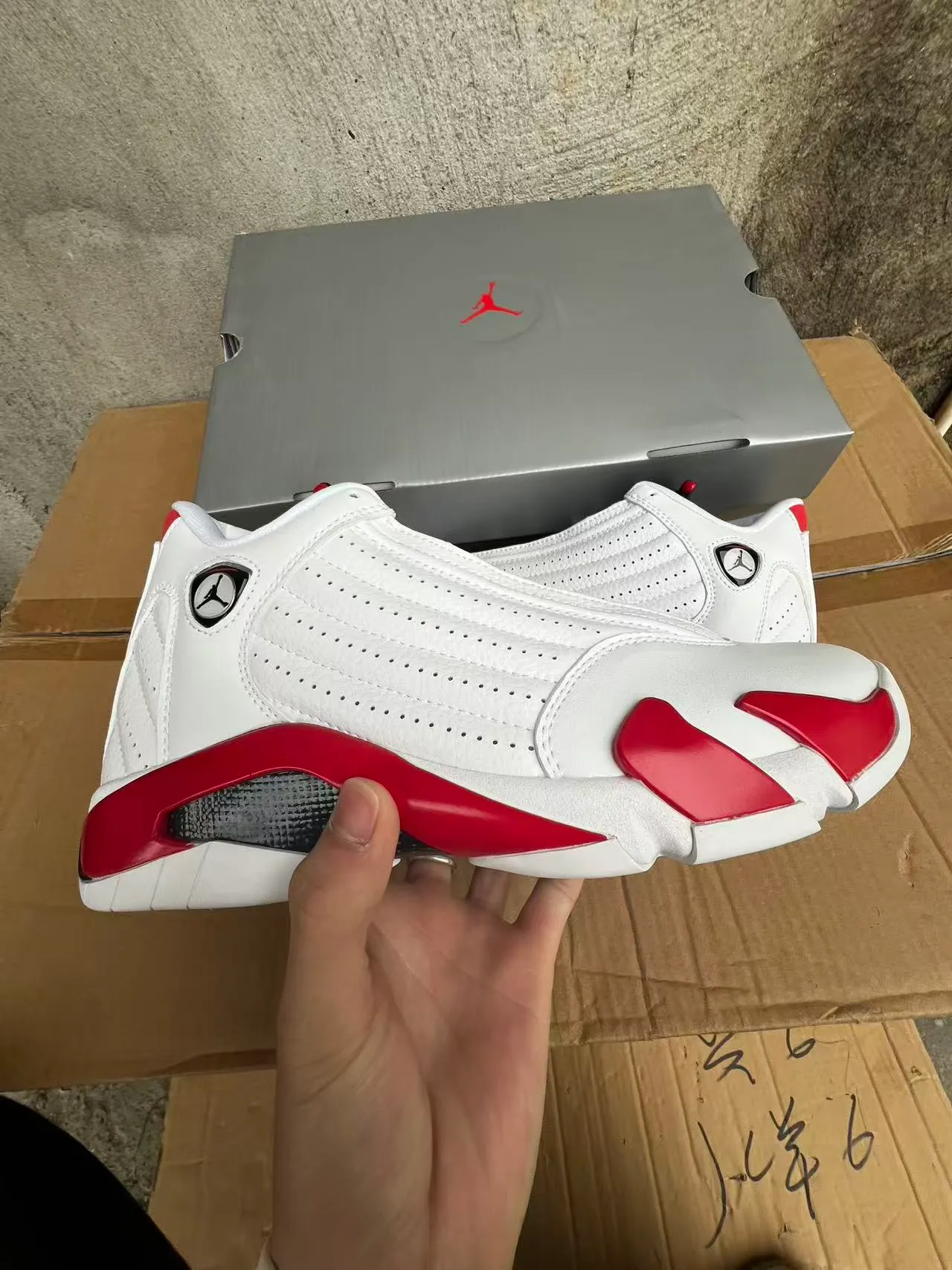 Air Jordan 14 White Red Basketball Shoes 7