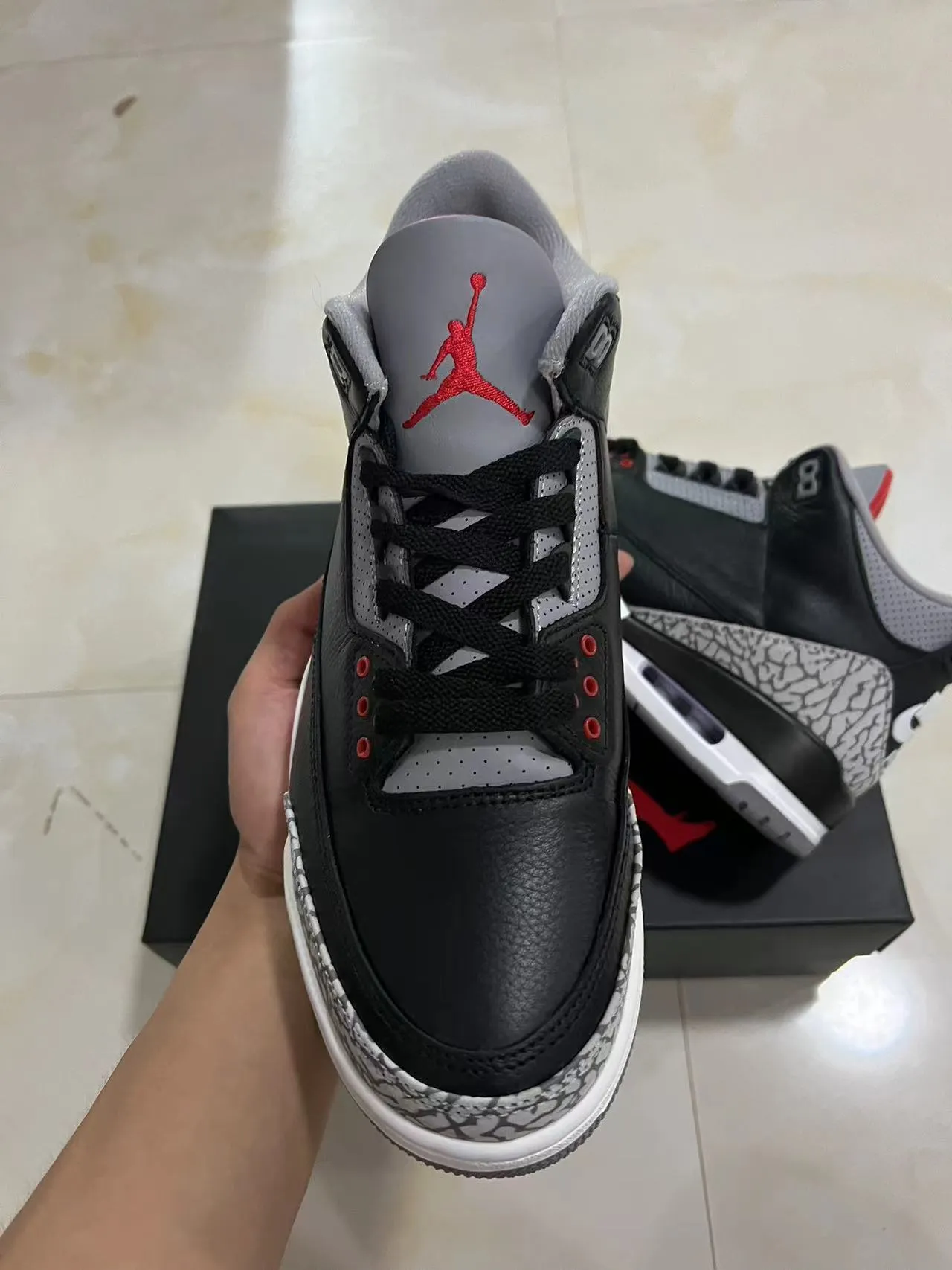 Air Jordan 3 Black Cement Elephant Print Basketball Shoes 3