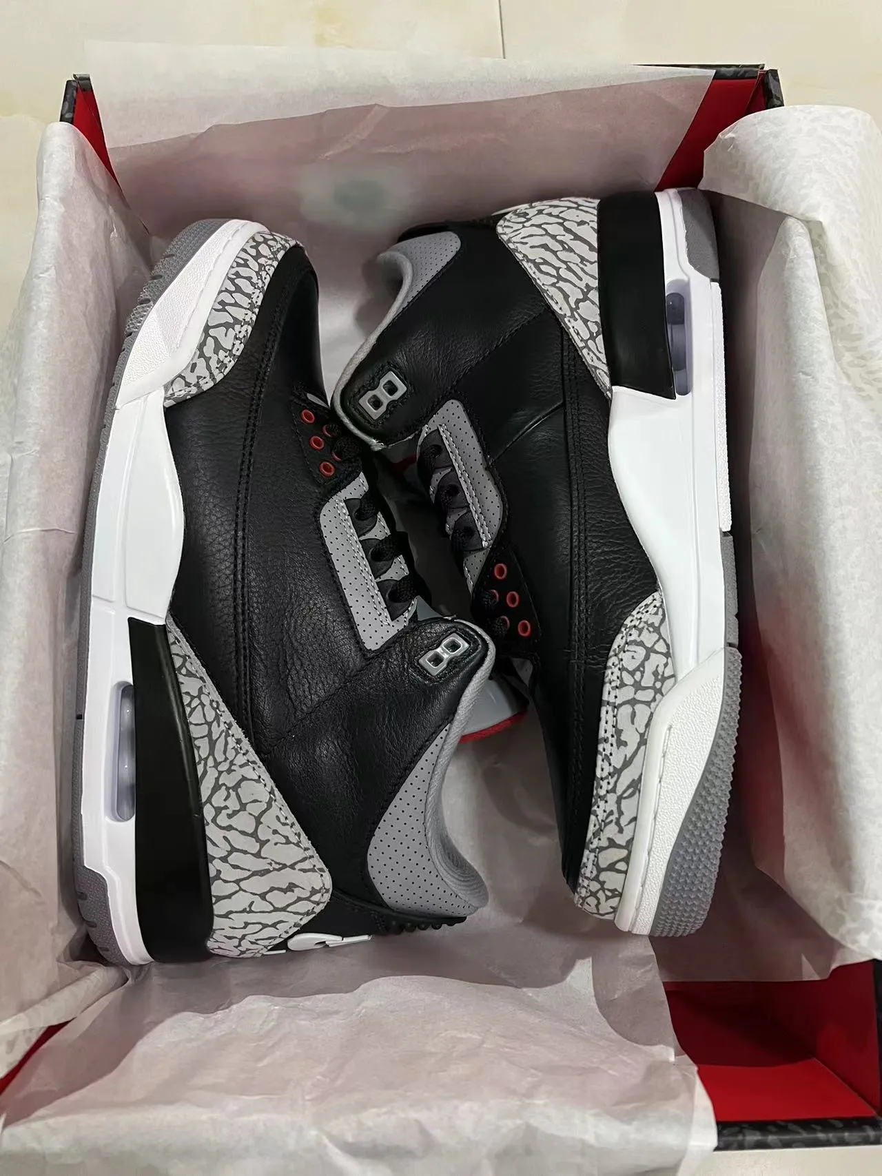 Air Jordan 3 Black Cement Elephant Print Basketball Shoes 9